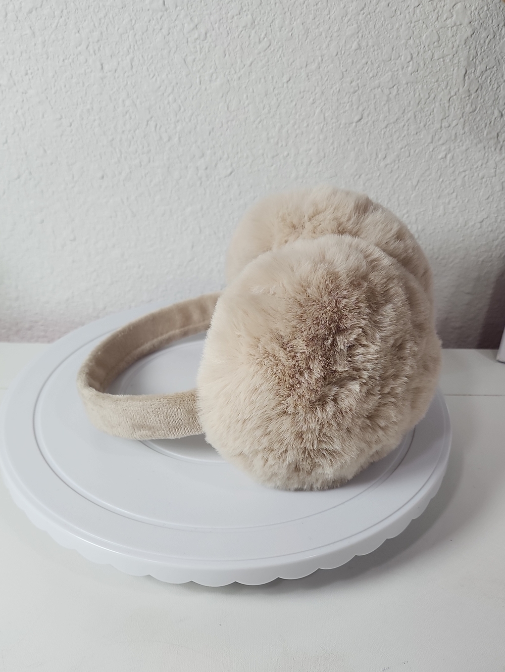 Plush Faux Fur Earmuffs - Beige